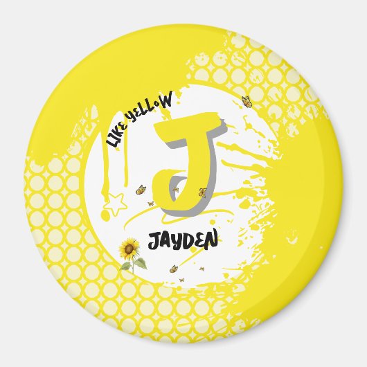 Aquarellblume mit Schmetterlingen wie Gelb Magnet (Vorne)