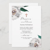 Aquarellblume mit Taufe Einladung (Vorne/Hinten)
