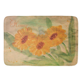 Aquarellblume mit Taupe Badematte