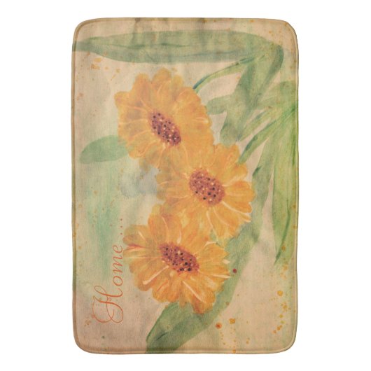 Aquarellblume mit Taupe Badematte (Vorderseite Vertikal)