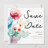Aquarellblume Moderne Save the Date (Vorderseite)