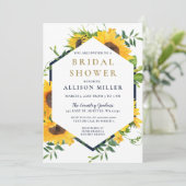 Aquarellblume Navy Sonnenblume Rustikales Brautpar Einladung (Stehend Vorderseite)