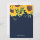 Aquarellblume Navy Sonnenblume Rustikales Brautpar Einladung (Rückseite)