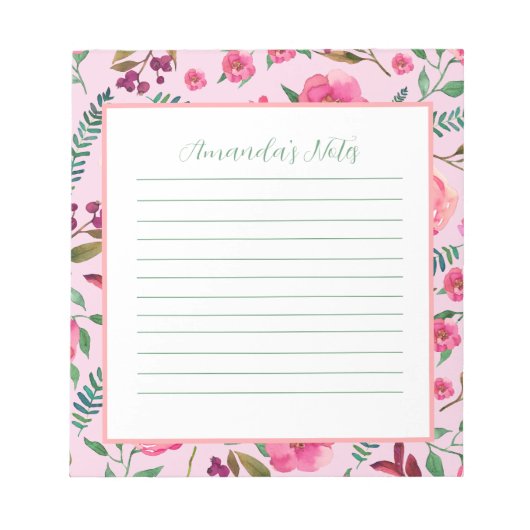 Aquarellblume Notizblock (Vorderseite)