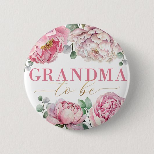 Aquarellblume "Oma to Be" Kinderdusche Button (Vorderseite)