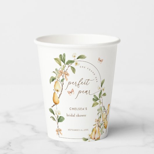 Aquarellblume Perfektes Pair Birnen Brautparty Pappbecher (Rückseite)