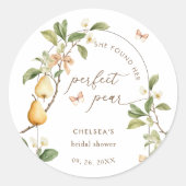Aquarellblume Perfektes Pair Birnen Brautparty Runder Aufkleber (Vorderseite)
