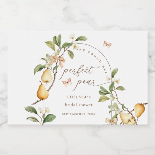 Aquarellblume Perfektes Pair Birnen Brautparty Schaumweinetikett (Einzelnes Label)