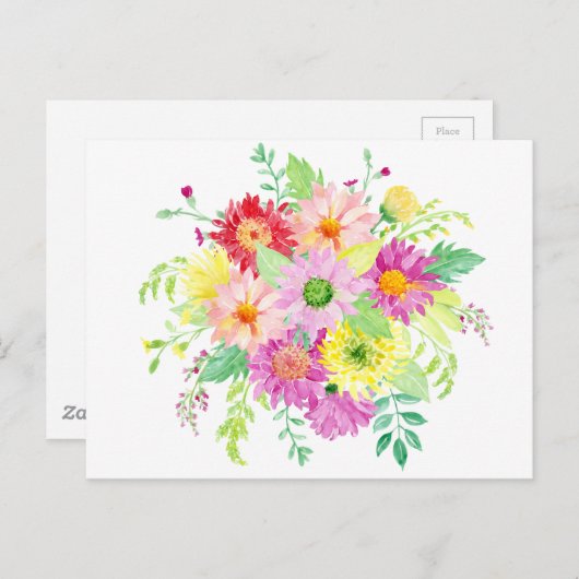 Aquarellblume Postkarte (Vorne/Hinten)