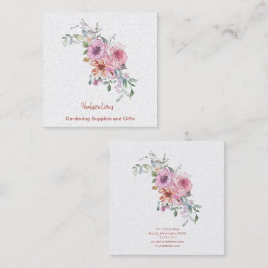 Aquarellblume Quadratische Visitenkarte (Vorne/Hinten)