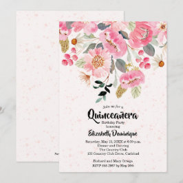 Aquarellblume Quinceañera Geburtstagseinladungen