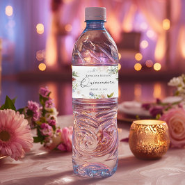 Aquarellblume Quinceanera Wasserflaschenetikett