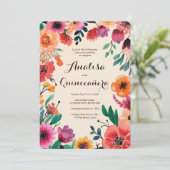 Aquarellblume Quinceñera CUSTOM Einladung (Stehend Vorderseite)