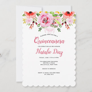 Aquarellblume Quinceñera Einladung