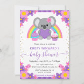 Aquarellblume Regenbogen Koala Kinderdusche Einladung (Vorderseite)