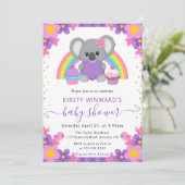 Aquarellblume Regenbogen Koala Kinderdusche Einladung (Stehend Vorderseite)