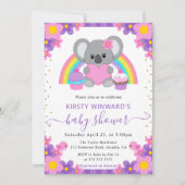 Aquarellblume Regenbogen Koala Kinderdusche Einladung (Vorderseite)