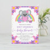 Aquarellblume Regenbogen Koala Kinderdusche Einladung (Stehend Vorderseite)