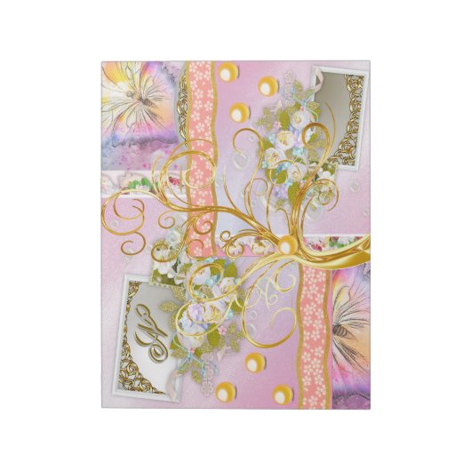 Aquarellblume Regenbogen Schmetterling Goldbaum Bi Notizblock (Rotiert)