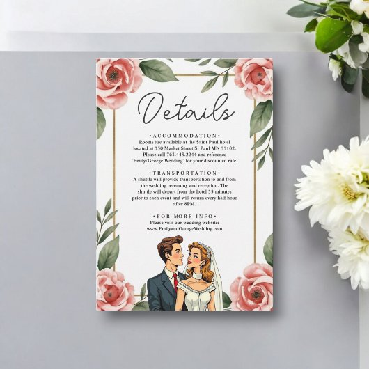 Aquarellblume Romantische Braut- und Bräutigam-Hoc Begleitkarte