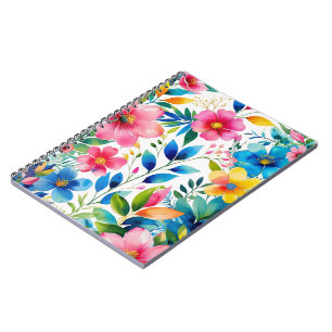 Aquarellblume - Rosa Gelbe Blumen Notizblock