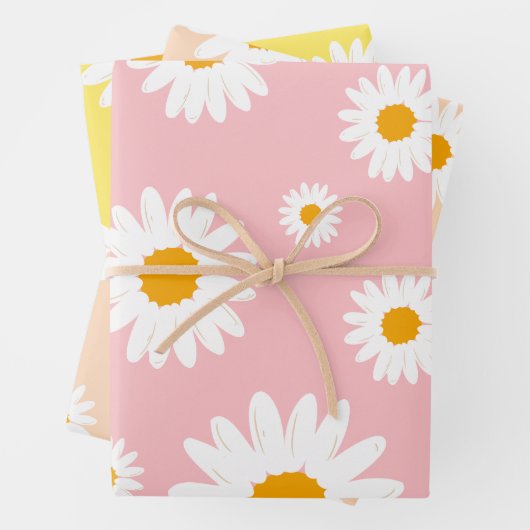Aquarellblume Rosa Pfirsichgelbes Muster Geschenkpapier Set (Beispiel)