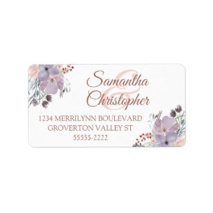 Aquarellblume Rose Gold Hochzeit Rücksendeadresse Adressaufkleber