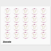 Aquarellblume Rose Gold Script Vielen Dank Runder Aufkleber (Blatt)
