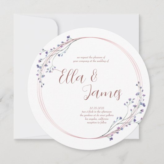 Aquarellblume Rose Goldene Hochzeit Einladung (Vorderseite)