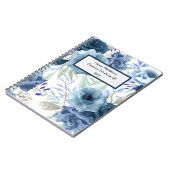 Aquarellblume Rose Navy Powder Blauer Name Notizblock (Linke Seite)