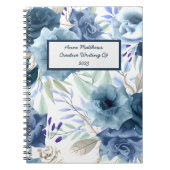 Aquarellblume Rose Navy Powder Blauer Name Notizblock (Vorderseite)