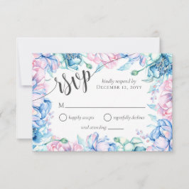 Aquarellblume Rustikale Hochzeitseinladung UAWG RSVP Karte