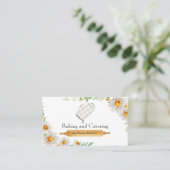 Aquarellblume Rustikaler Backofen Catering Visitenkarte (Stehend Vorderseite)