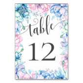 Aquarellblume & rustikales Holzhaus Hochzeit Tischnummer (Vorderseite)