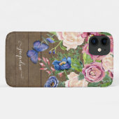 Aquarellblume Rustikales Schmetterlingskript aus H Case-Mate iPhone Hülle (Rückseite (Horizontal))