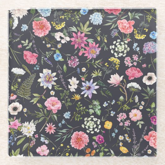 Aquarellblume: sanftes Sommermuster. Glasuntersetzer (Vorderseite)
