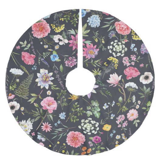 Aquarellblume: sanftes Sommermuster. Polyester Weihnachtsbaumdecke (Vorderseite)