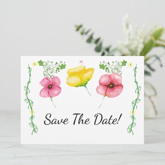 Aquarellblume Save the Date (Stehend Vorderseite)