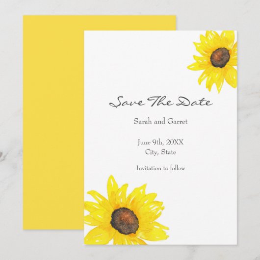 Aquarellblume Save The Date (Vorne/Hinten)