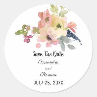 Aquarellblume Save the Date Runder Aufkleber