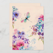Aquarellblume Schmetterlingsgarten Glitzer Feiertagskarte (Vorne/Hinten)