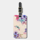 Aquarellblume Schmetterlingsgarten Glitzer Gepäckanhänger (Vorderseite vertikal)