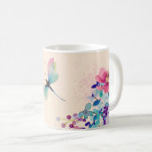 Aquarellblume Schmetterlingsgarten Glitzer Kaffeetasse (VorderseiteRechts)