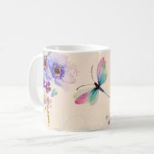 Aquarellblume Schmetterlingsgarten Glitzer Kaffeetasse (Vorderseite Links)