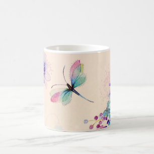 Aquarellblume Schmetterlingsgarten Glitzer Kaffeetasse
