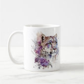 Aquarellblume Schneeleopard Sublimation Kaffeetasse (Links)