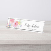 Aquarellblume Schreibtischnamensplakette (Vorderseite )