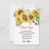 Aquarellblume, Sonnenblume, danke Karte (Vorderseite)