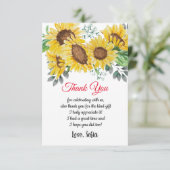 Aquarellblume, Sonnenblume, danke Karte (Stehend Vorderseite)