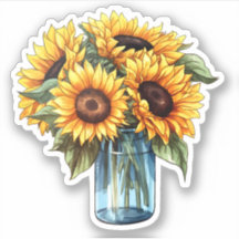 Aquarellblume Sonnenblumen Mason Jar Bouquet